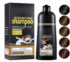 ABBASI & CO Coconut Black Hair Dye Shampoo – 3-in-1 Instant Herbal Hair Color for Men & Women – Safe for Sensitive Skin – Champú para Canas – Gray Coverage for All Hair Types (BLACK)