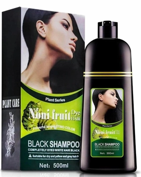 ABBASI & CO NONI Black Hair Dye Shampoo – Instant Color with 100% Gray Coverage for Men & Women – Natural Herbal Formula – Easy To Use – Champú para Cana (500ml)