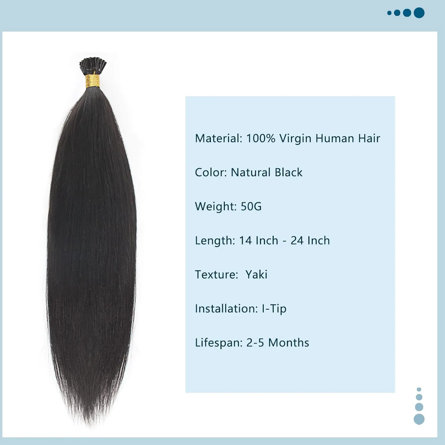 ABH AMAZINGBEAUTY HAIR Thick Yaki Straight Hair Extensions Pre Bonded Hair Extensions Real Human Hair I Tip for Black Women Keratin Remy Wavy Human Hair I Tip Extensions 50G 50 Strands 20 Inch