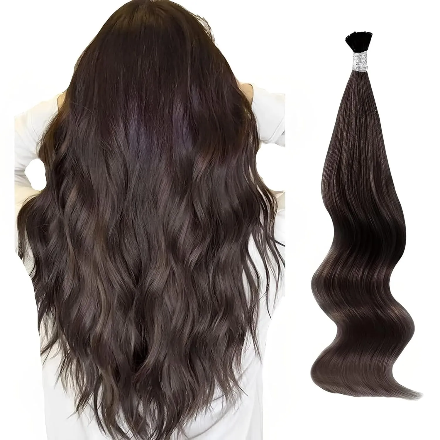 ABH AmazingBeauty Hair Tip Extensions I Tip Hair Extensions Dark Brown 50 Grams Tip Human Hair Extensions Pre Bonded Hair Extensions Cold Fusion Straight Hair 50strands 20 Inch