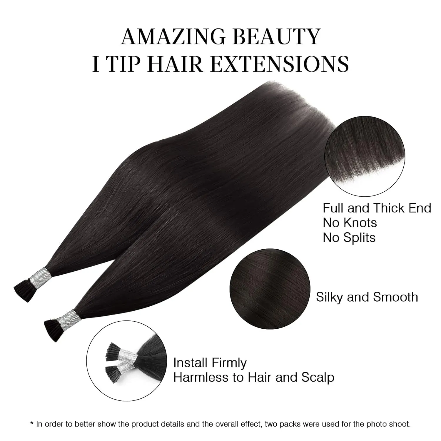ABH AmazingBeauty Hair Tip Fusion Hair Extensions I Tip Hair Extensions Real Human Hair 50 Grams #1B Off Black Soft Natural Hair I Tip Remy Hair Extensions 50strands 20 Inch