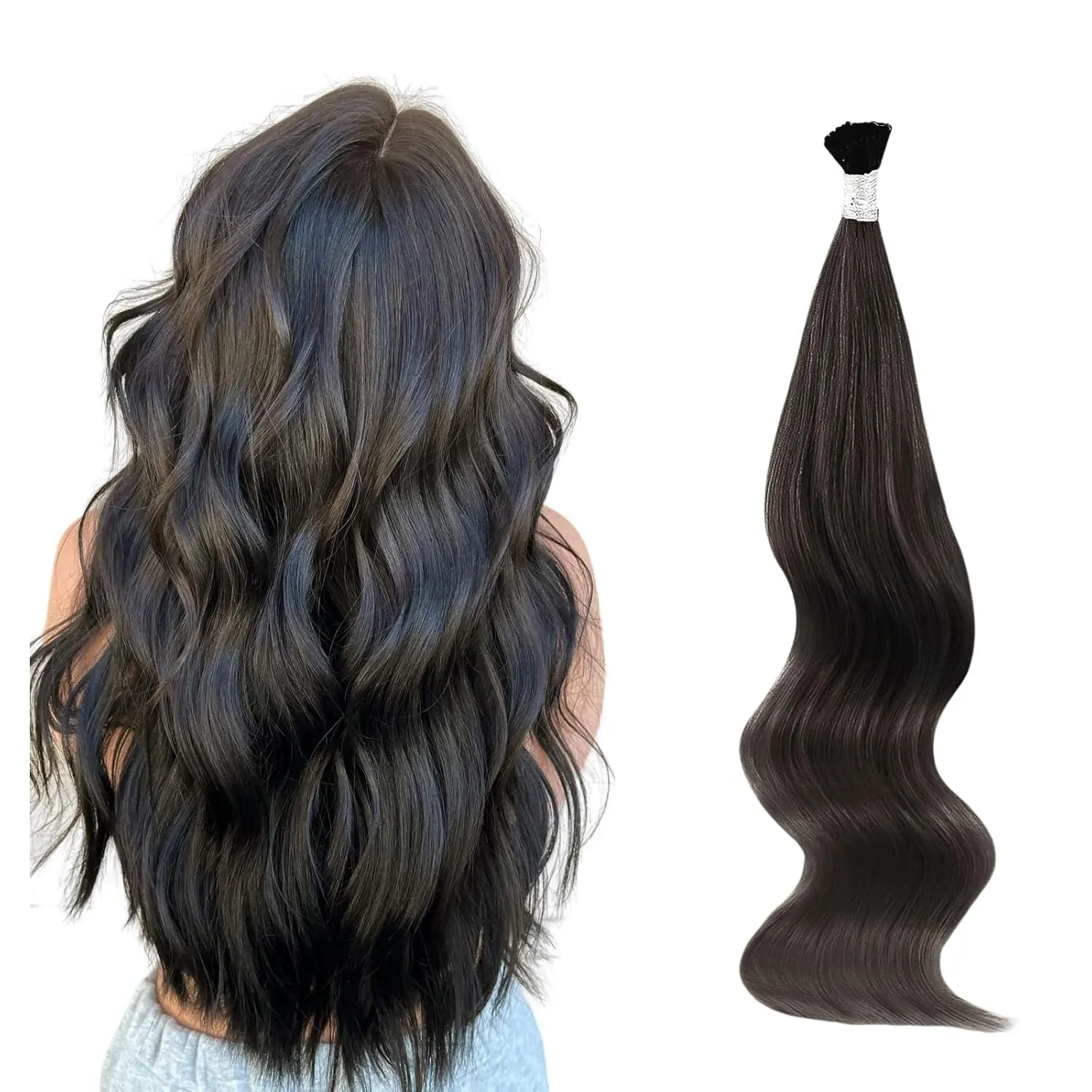 ABH AmazingBeauty Hair Tip Fusion Hair Extensions I Tip Hair Extensions Real Human Hair 50 Grams #1B Off Black Soft Natural Hair I Tip Remy Hair Extensions 50strands 20 Inch