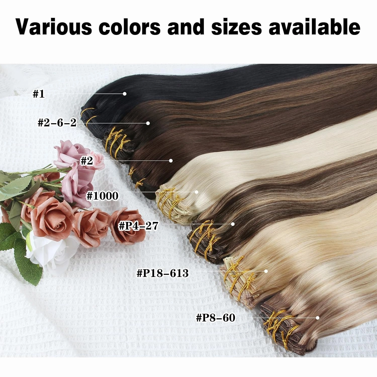 ABH AMAZINGBEAUTY HAIR 20 Inch Clip in Human Hair Extensions Natural Straight Dirty Blonde Highlighted Bleach Blonde P18-613 Clip in Remy Hair Extensions 8pcs/120g Double Weft Hair Clip ins
