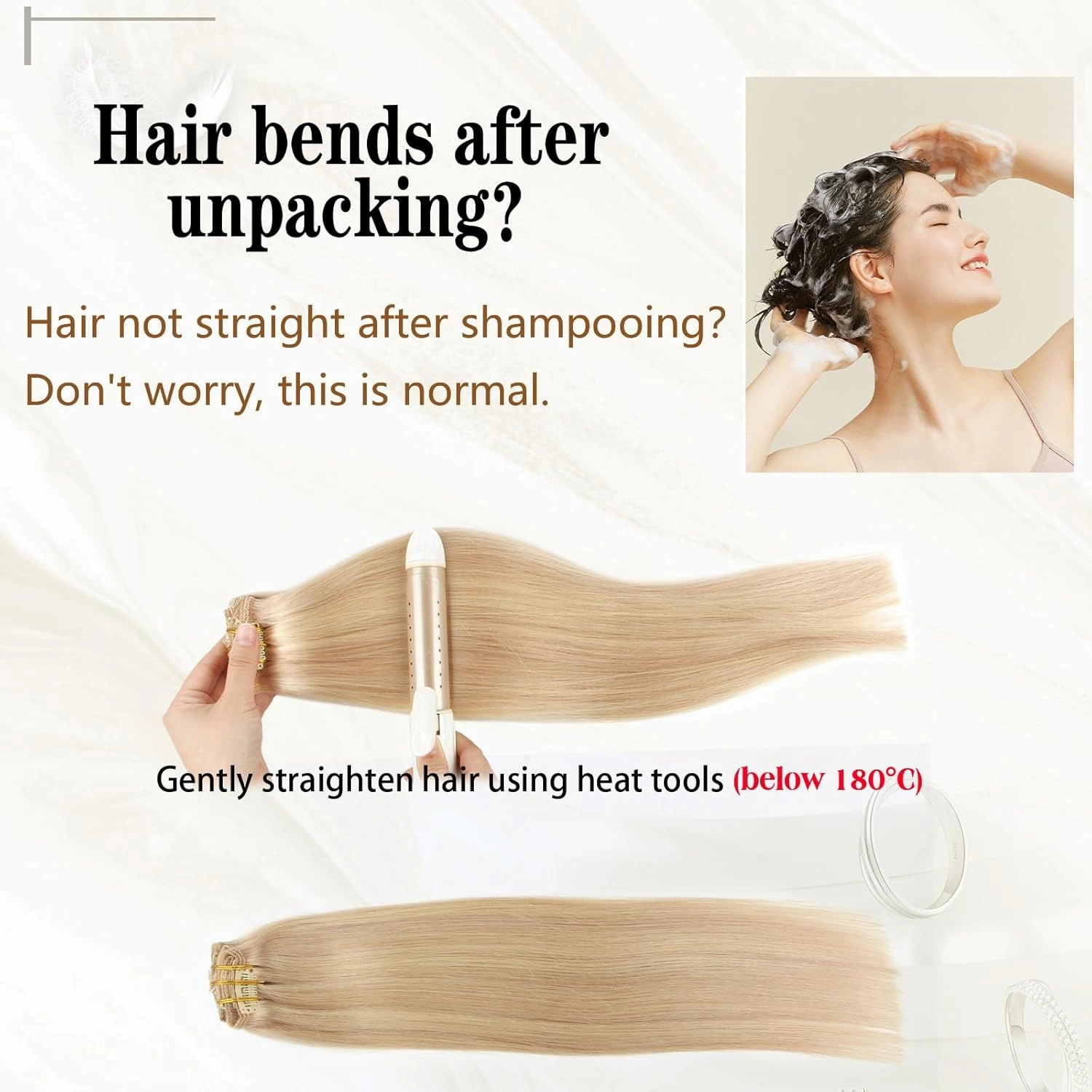 ABH AMAZINGBEAUTY HAIR 20 Inch Clip in Human Hair Extensions Natural Straight Dirty Blonde Highlighted Bleach Blonde P18-613 Clip in Remy Hair Extensions 8pcs/120g Double Weft Hair Clip ins
