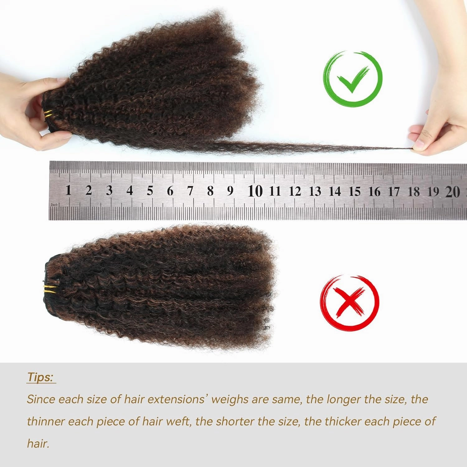 ABH AMAZINGBEAUTY HAIR Afro Kinky Curly Clip ins 4A 4B for Black Women Human Hair Highlight Chocolate Brown With Black P1B/4 Full Head Brazilian Hair 10 Inch 7Pcs 120G