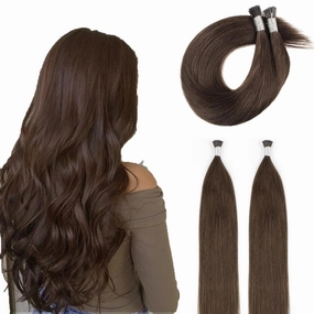 ABH AMAZINGBEAUTY HAIR I-tip Hair Extensions Human Hair Chocolate Brown Color 4 Real Human Hair I Tip Extensions 50 Grams 50 Strands Silky Straight Cold Fusion Hair Extensions Human Hair 22inch