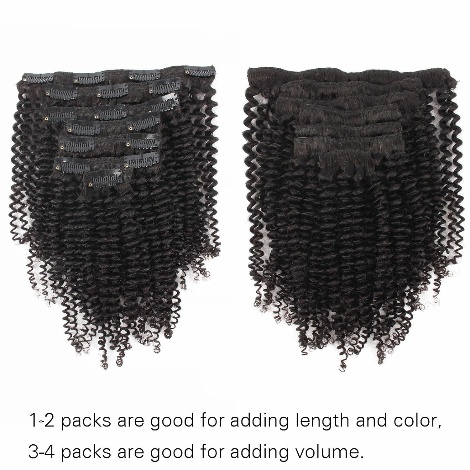 ABH AMAZINGBEAUTY HAIR Kinky Curly Clip in Natural Black Afro Kinkys Curly Hair Extensions 3C Clip in Hair Extensions Real Human Hair for Black Women Curly Clip in 7 Pcs With 17 Clips 120G 12 Inch