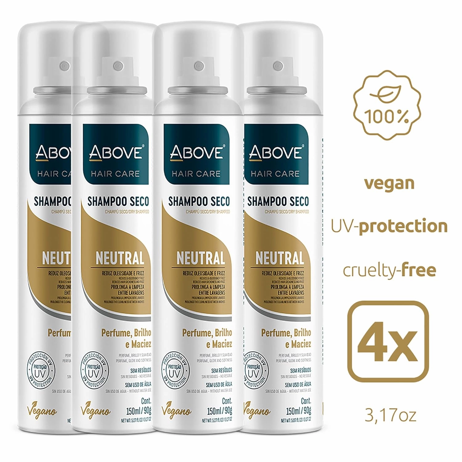 ABOVE Dry Shampoo Set, Neutral, 4 Pcs - Volumizing Shampoo - Absorbs Excess Oil - With Lime and Tangerine Notes - Paraben and Benzene Free