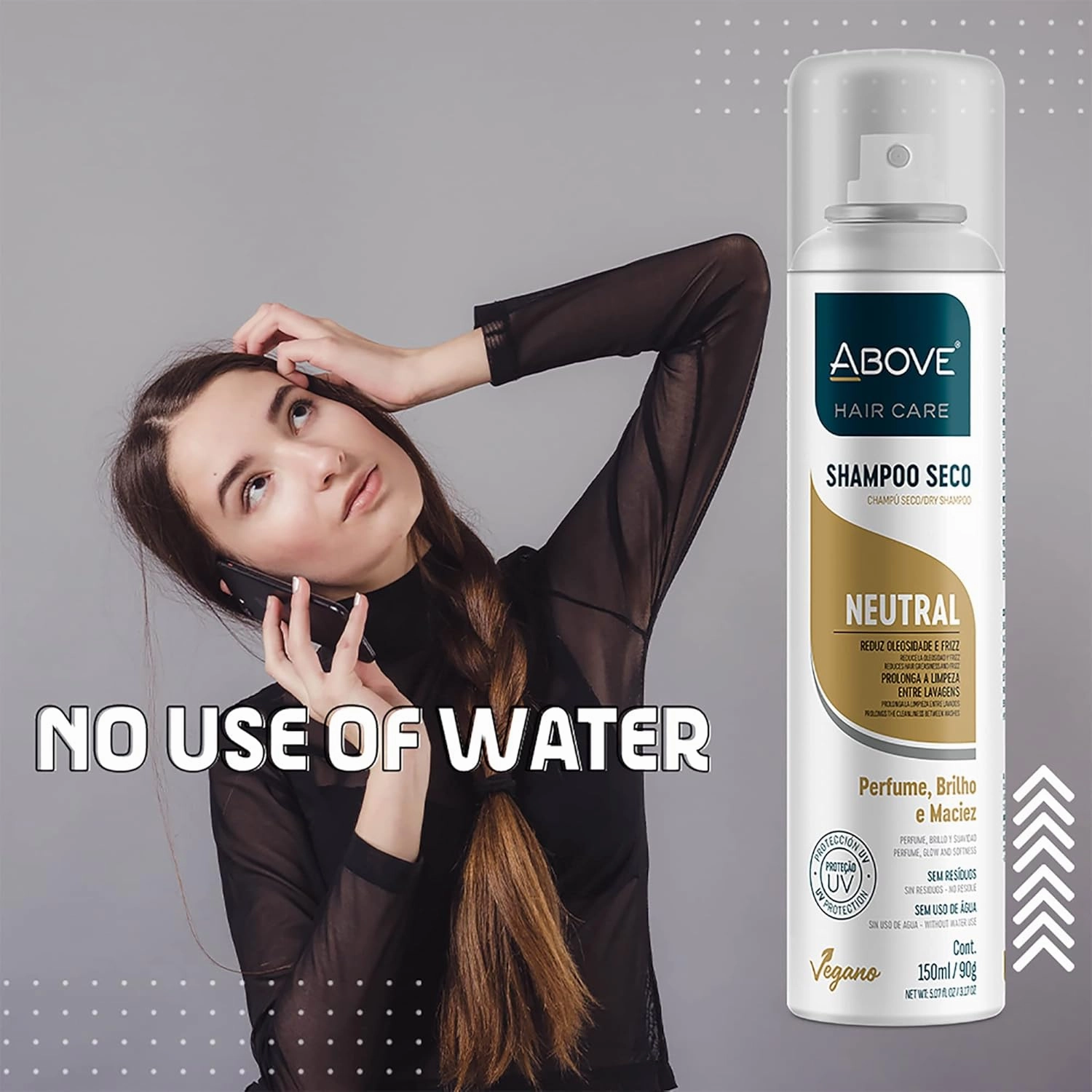 ABOVE Dry Shampoo Set, Neutral, 4 Pcs - Volumizing Shampoo - Absorbs Excess Oil - With Lime and Tangerine Notes - Paraben and Benzene Free