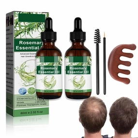 Aceite de Romero Para el Crecimiento Del Cabello, Ricino Para Cejas, Pestaas y Cuidado de la Piel - 1 Masajeador - 4.0 FI OZ/120ML