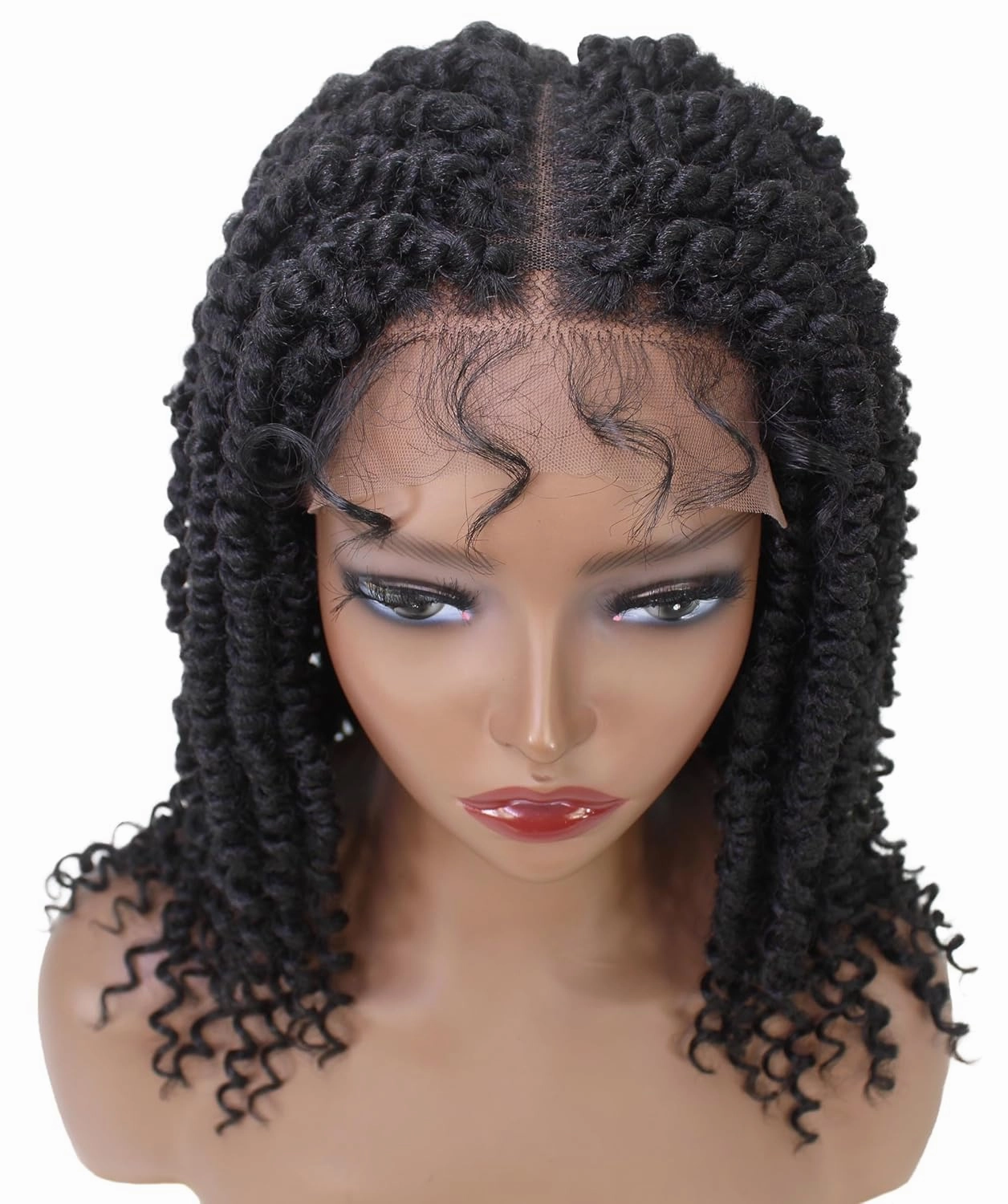 Adeline 16-inches Passion Twist 4"×5" HD Lace Wig, Heat Resistant Fiber, (Black)
