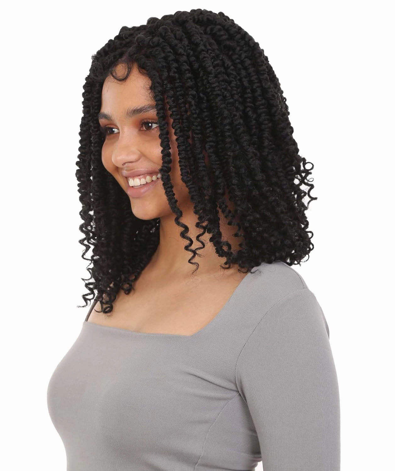 Adeline 16-inches Passion Twist 4"×5" HD Lace Wig, Heat Resistant Fiber, (Black)