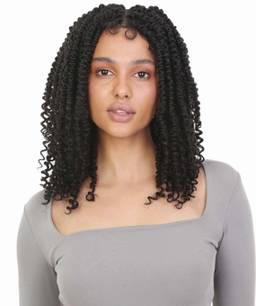 Adeline 16-inches Passion Twist 4"×5" HD Lace Wig, Heat Resistant Fiber, (Black)