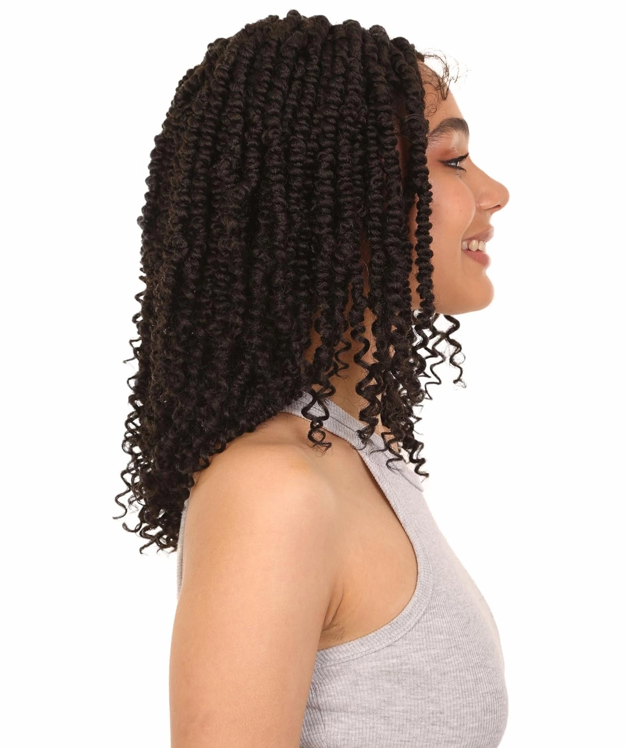 Adeline 16-inches Passion Twist 4"×5" HD Lace Wig, Heat Resistant Fiber, (Dark Brown)