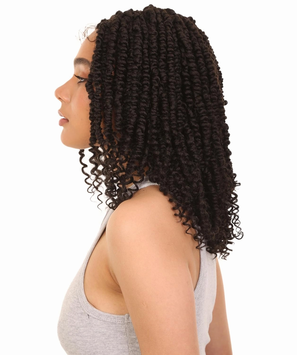 Adeline 16-inches Passion Twist 4"×5" HD Lace Wig, Heat Resistant Fiber, (Dark Brown)