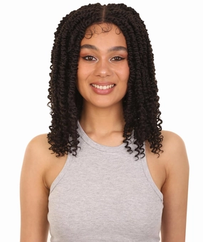 Adeline 16-inches Passion Twist 4"×5" HD Lace Wig, Heat Resistant Fiber, (Dark Brown)