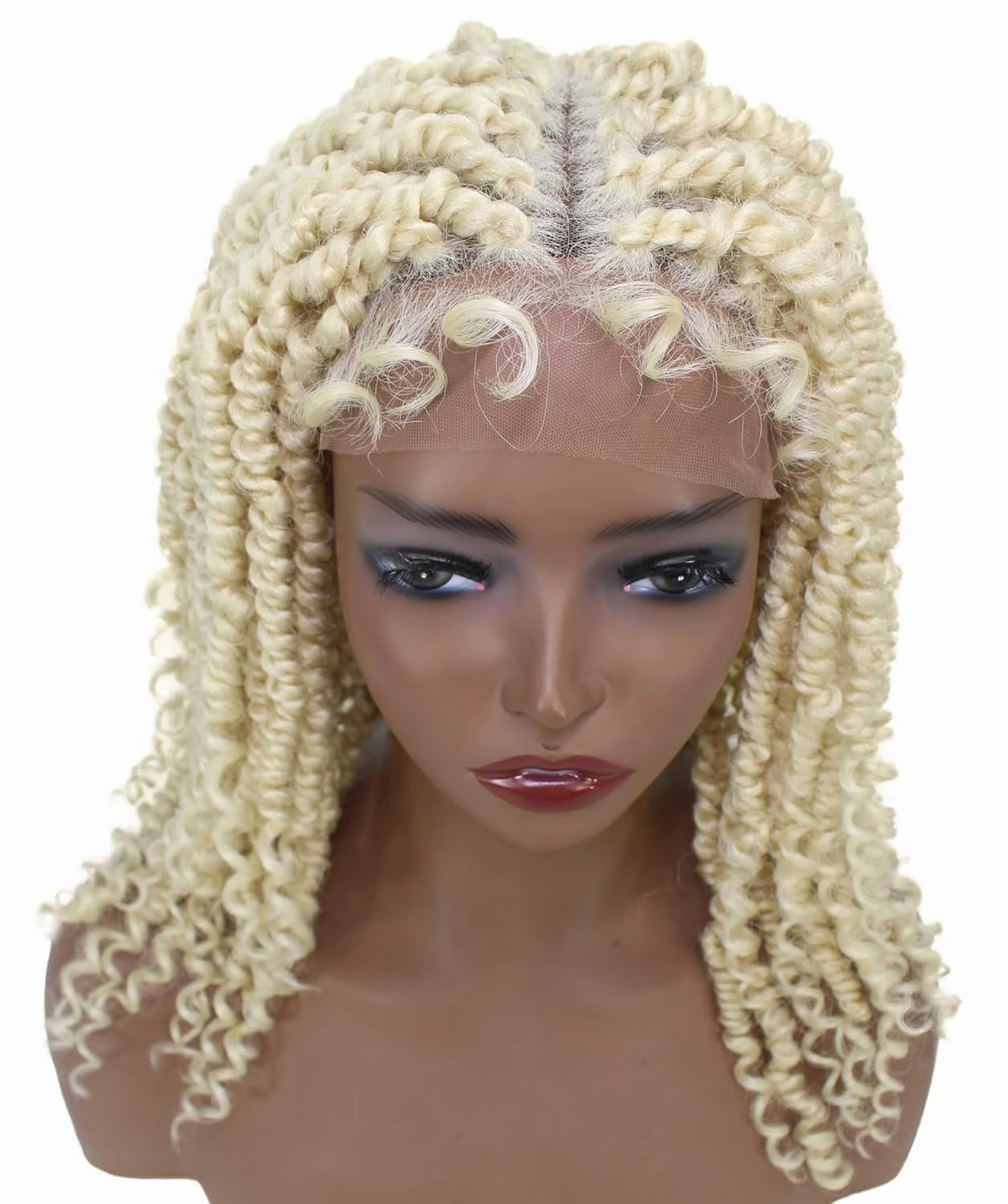 Adeline 16-inches Passion Twist 4"×5" HD Lace Wig, Heat Resistant Fiber, (Light Blonde)