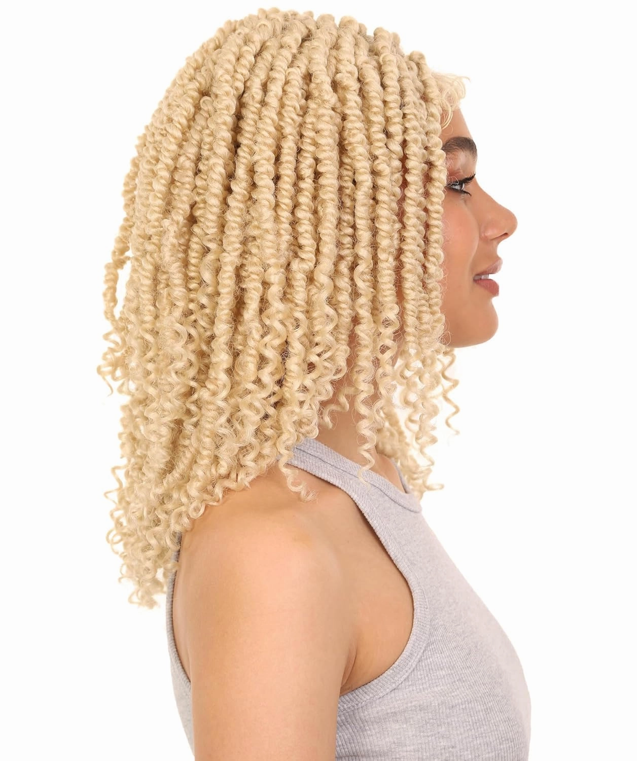 Adeline 16-inches Passion Twist 4"×5" HD Lace Wig, Heat Resistant Fiber, (Light Blonde)