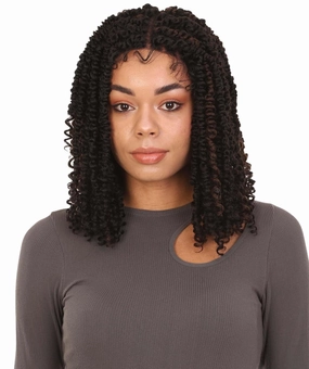 Adeline 16-inches Passion Twist 4"×5" HD Lace Wig, Heat Resistant Fiber, (Natural black and a medium auburn ombre)