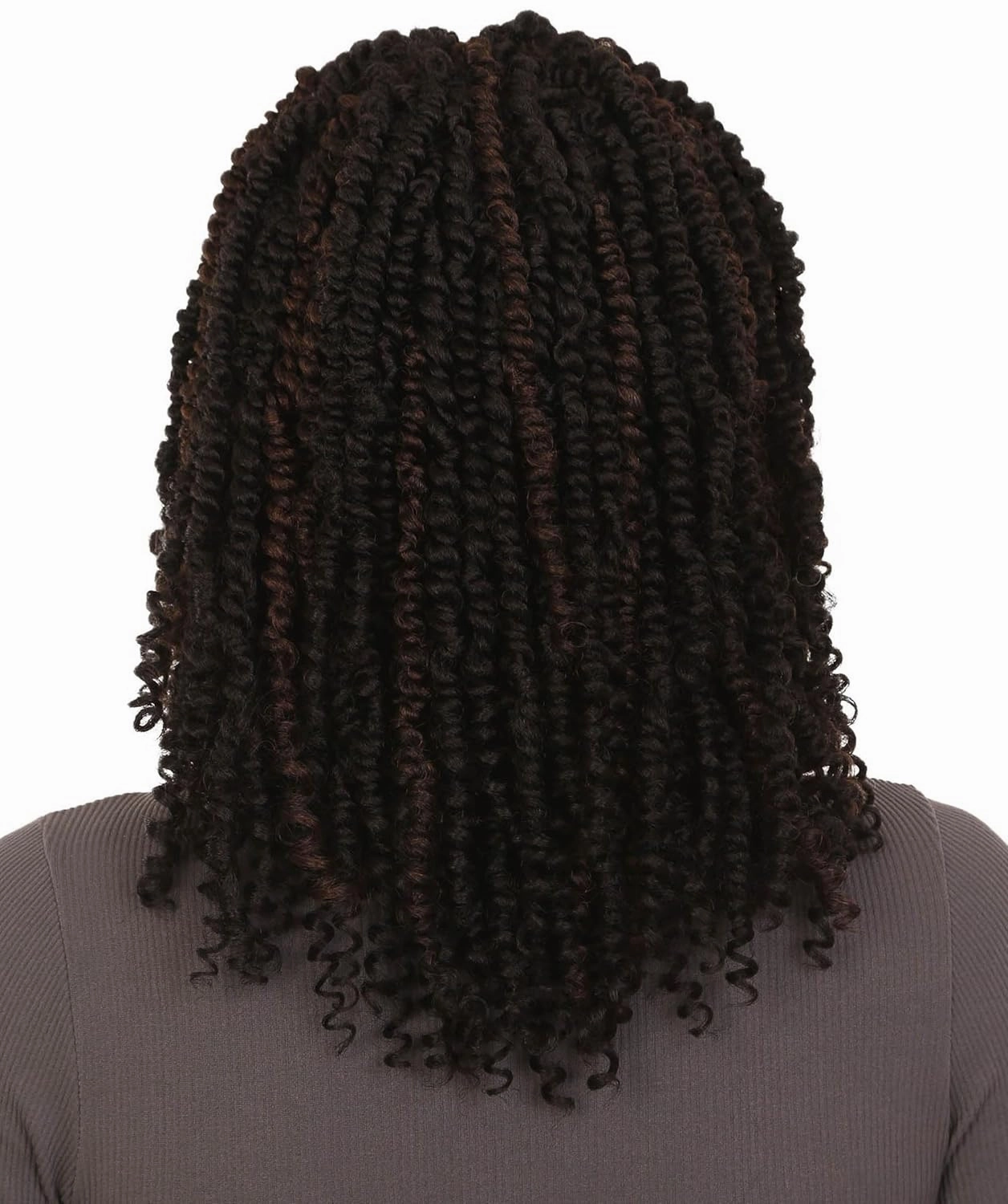 Adeline 16-inches Passion Twist 4"×5" HD Lace Wig, Heat Resistant Fiber, (Natural black and a medium auburn ombre)