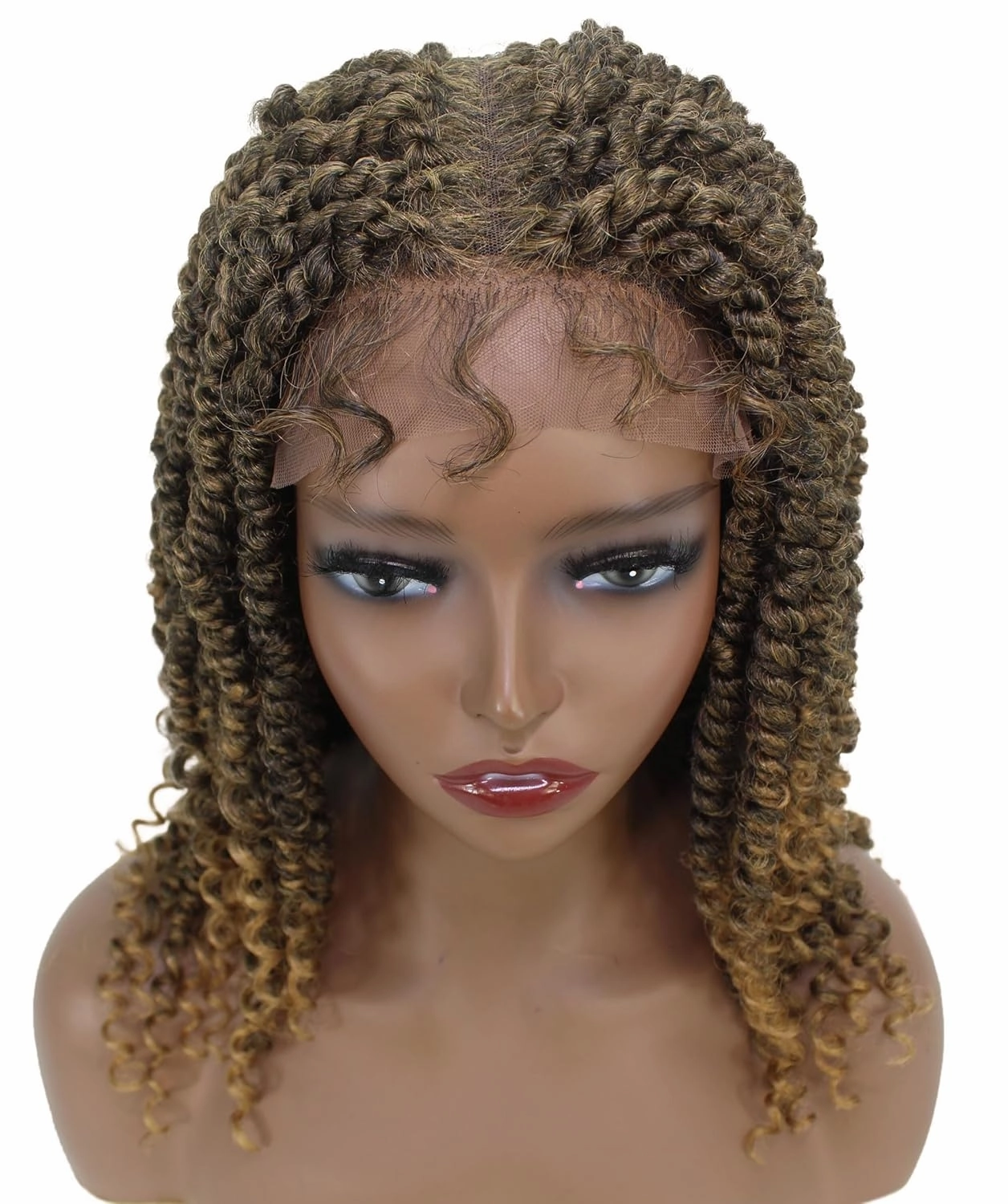 Adeline 16-inches Passion Twist 4"×5" HD Lace Wig, Heat Resistant Fiber, (Solid honey blonde Shade)