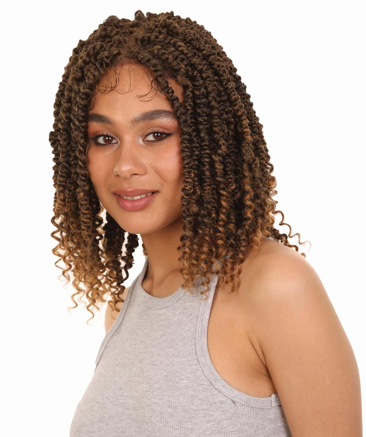 Adeline 16-inches Passion Twist 4"×5" HD Lace Wig, Heat Resistant Fiber, (Solid honey blonde Shade)
