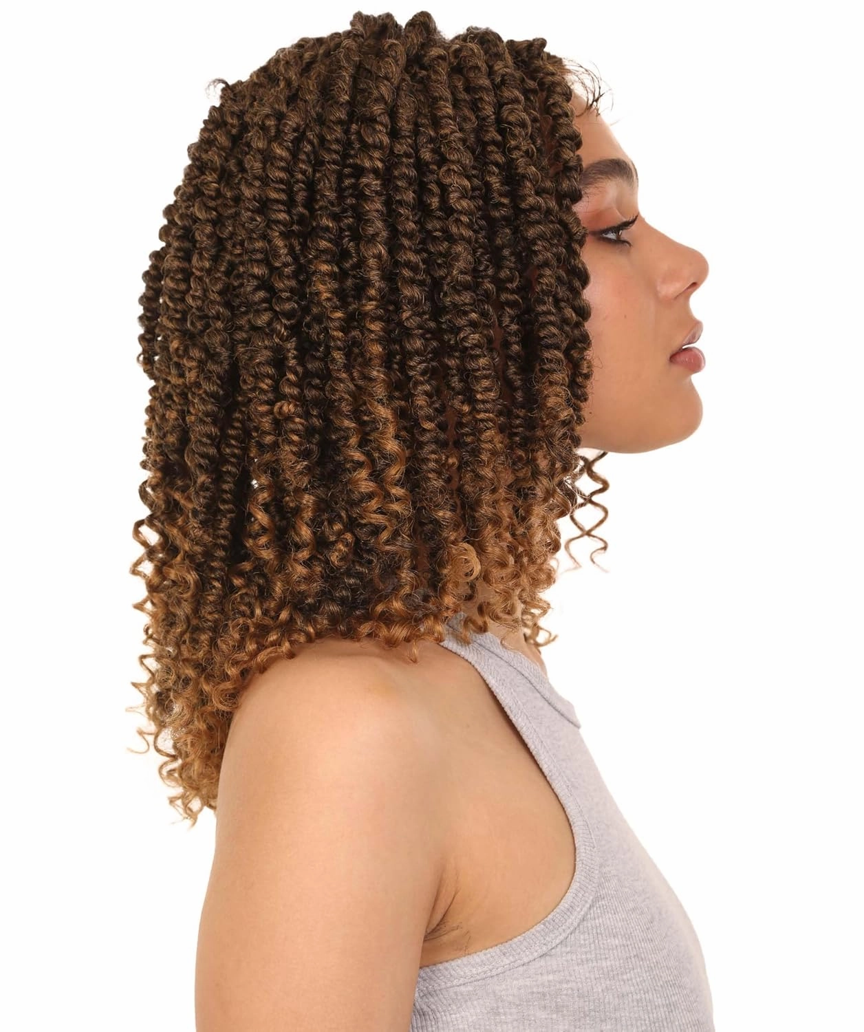 Adeline 16-inches Passion Twist 4"×5" HD Lace Wig, Heat Resistant Fiber, (Solid honey blonde Shade)