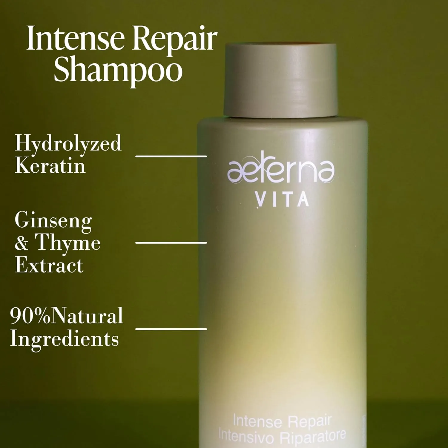Aeterna VITA Intense Repair Keratin Shampoo for Dry Damaged Hair | Thyme, Ginseng Root Extract | Color-Safe - 250 ml