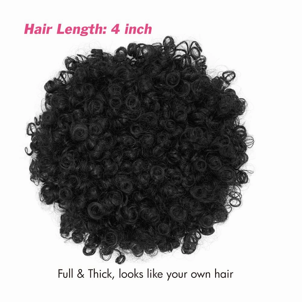 Afro Headband Wig Black Short Afro Kinky Curly Wigs for Black Women Glueless Afro Wigs with headbands attached Synthetic with 2 Clips(1b)
