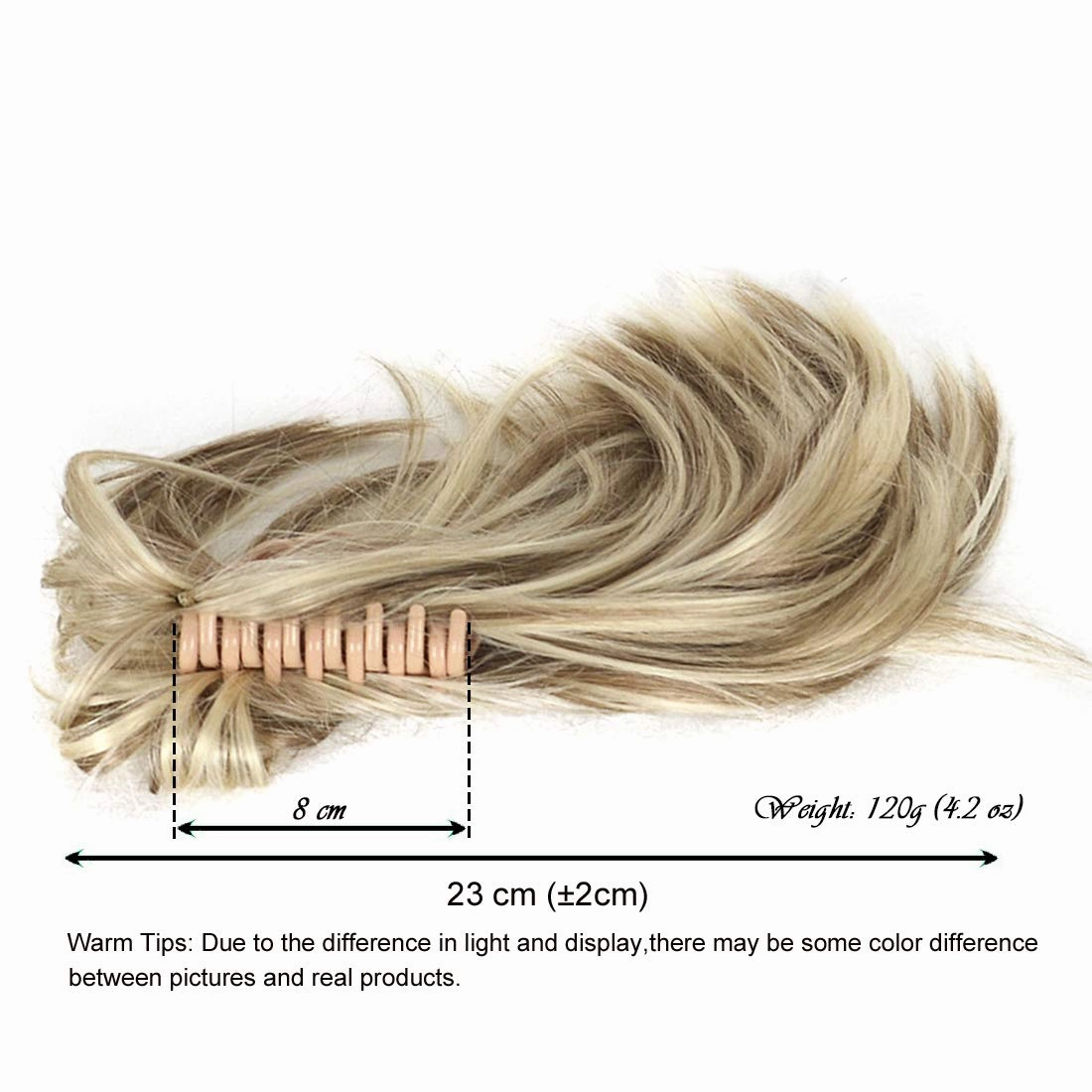 Aimole Adjustable Messy Style Ponytail Clip-on Straight Wig Short Extensions Hair Synthetic Hairpiece (H16-613 Blonde Highlighted)