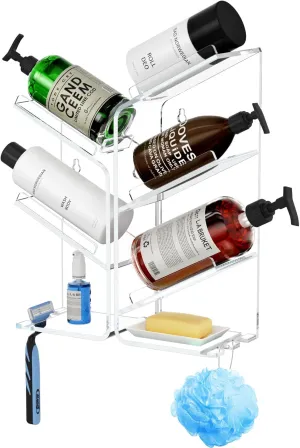 AITEE Acrylic Bathroom Organizer Shower Caddy, Clear Shampoo Holder, Wall Mounted, Shower Organizer with Suction Cup, No Drilling and Rustproof, Sturdy and Durable