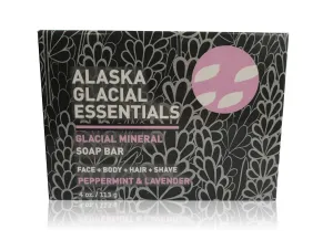 Alaska Glacial Mud Glacial Mineral Soap Bar Peppermint & Lavender Exfoliates Dead Skin Cells, Detoxifies Pores, Softens Skin 4oz