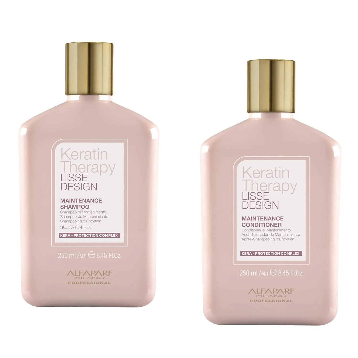 Alfaparf Milano Lisse Design Keratin Shampoo and Conditioner Set - Sulfate Free - Anti-Frizz - Maintains & Enhances Professional Keratin Therapy Treatment - Keeps Hair Smooth & Straight