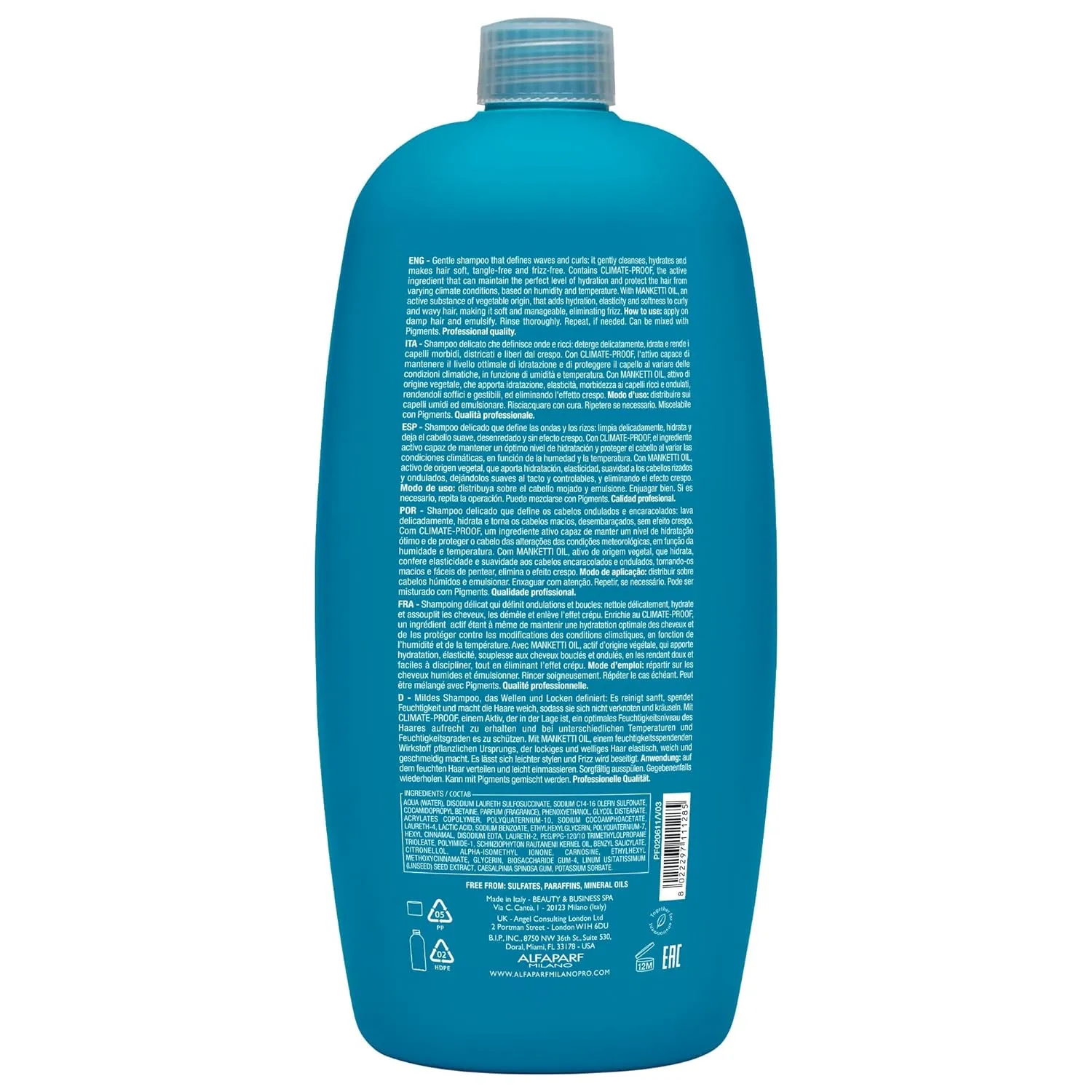 Alfaparf Milano Semi Di Lino Curls Enhancing Sulfate Free Shampoo for Wavy and Curly Hair - Hydrates and Nourishes - Reduces Frizz - Protects Against Humidity - Vegan-Friendly Formula