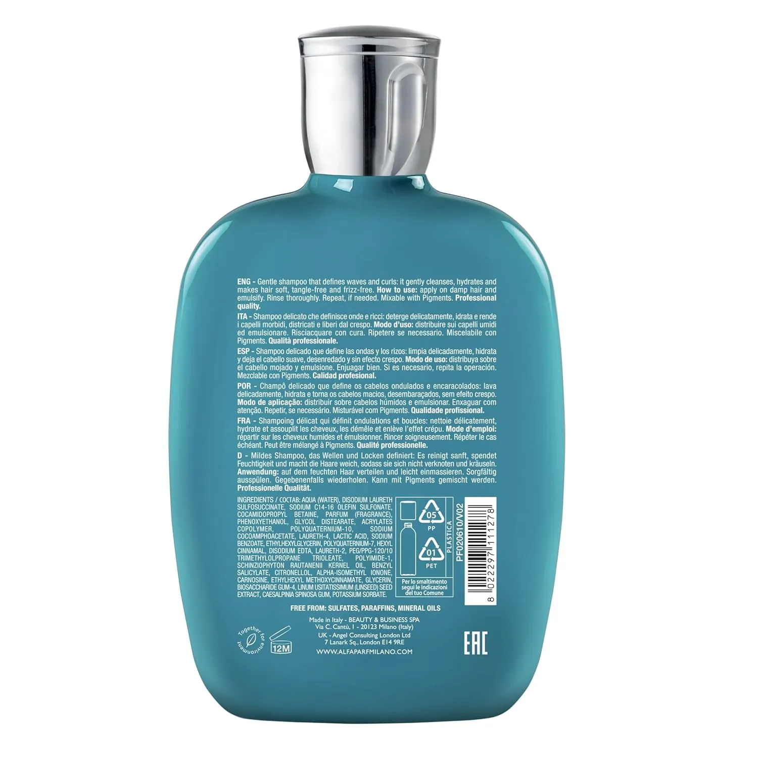 Alfaparf Milano Semi Di Lino Curls Enhancing Sulfate Free Shampoo for Wavy and Curly Hair - Hydrates and Nourishes - Reduces Frizz - Protects Against Humidity - Vegan-Friendly Formula