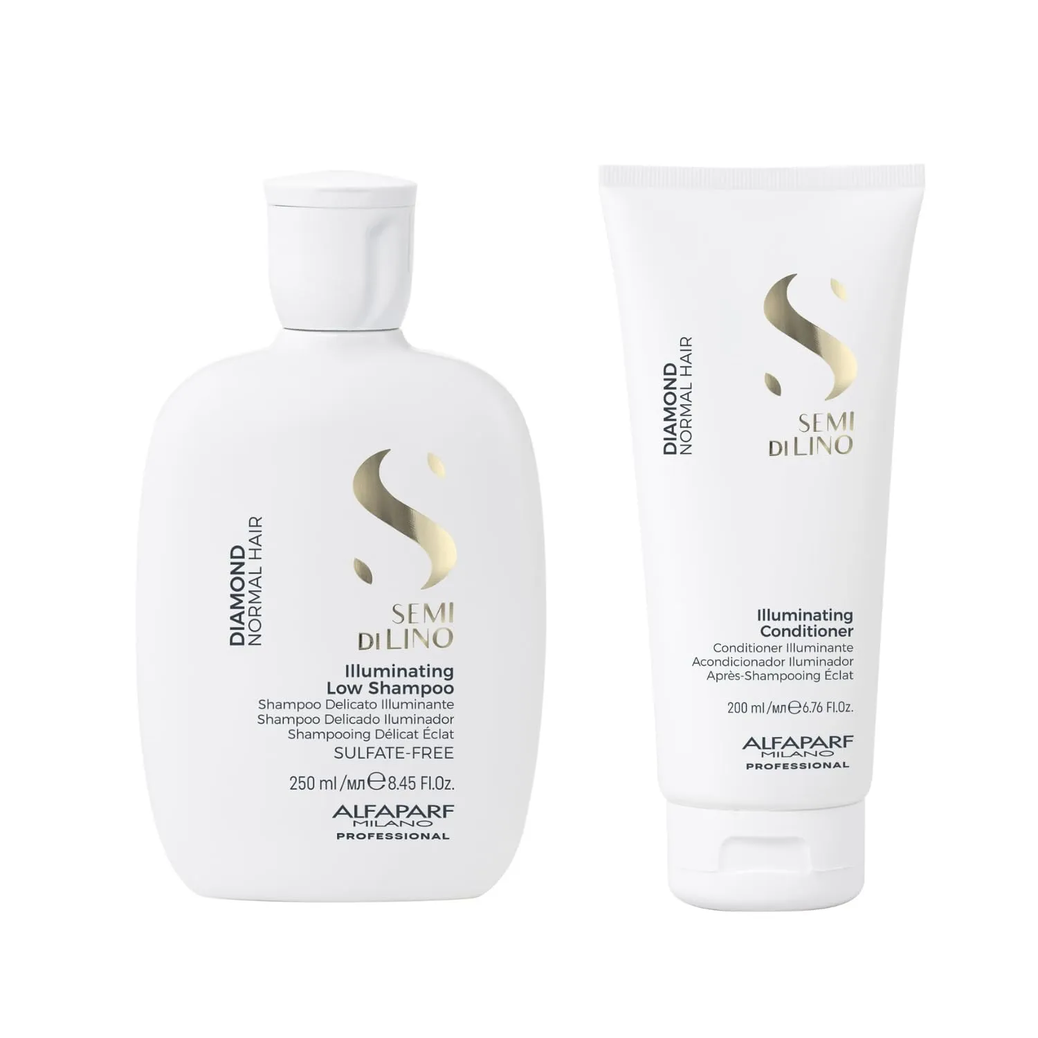 ALFAPARF MILANO Semi Di Lino Diamond Illuminating Shampoo (8.45 oz)   Conditioner (6.76 oz) - for Color Treated Hair - Sulfate & Paraben Free - Professional Salon Quality