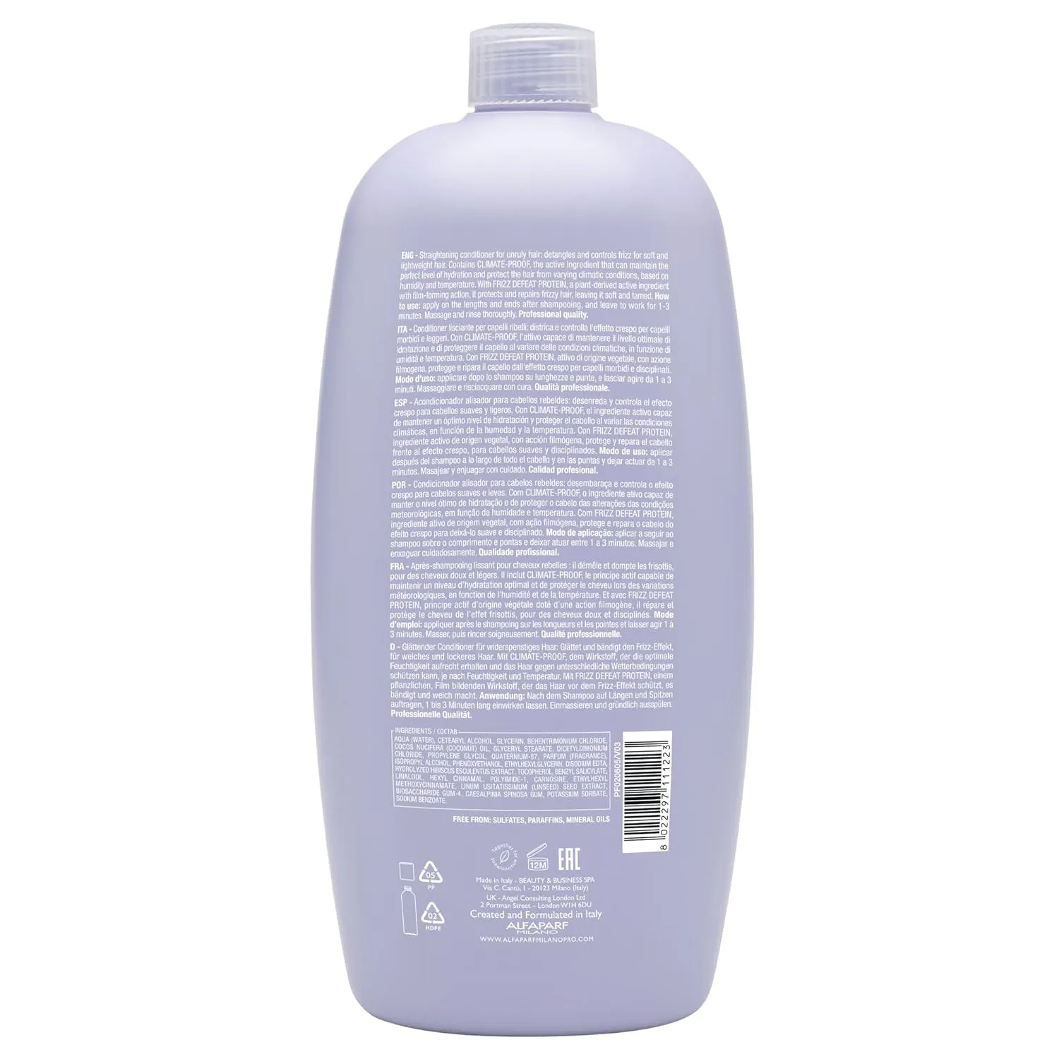 ALFAPARF MILANO Semi Di Lino Smoothing Sulfate Free Shampoo - Anti Frizz Hair Care & Cleansing Shampoo to Revitalize Dry Hair & Restore Shine