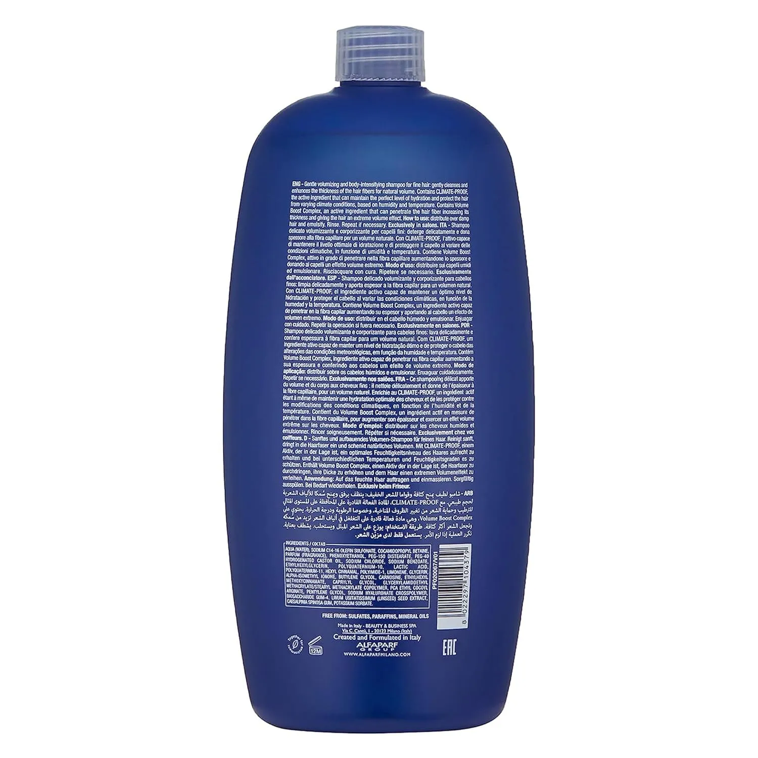 Alfaparf Milano Semi Di Lino Volume Shampoo For Fine Hair – Sulfate Free Volumizing Low Shampoo - Adds Intense Volume, Thickness and Body - Anti-Frizz - Professional Salon Quality