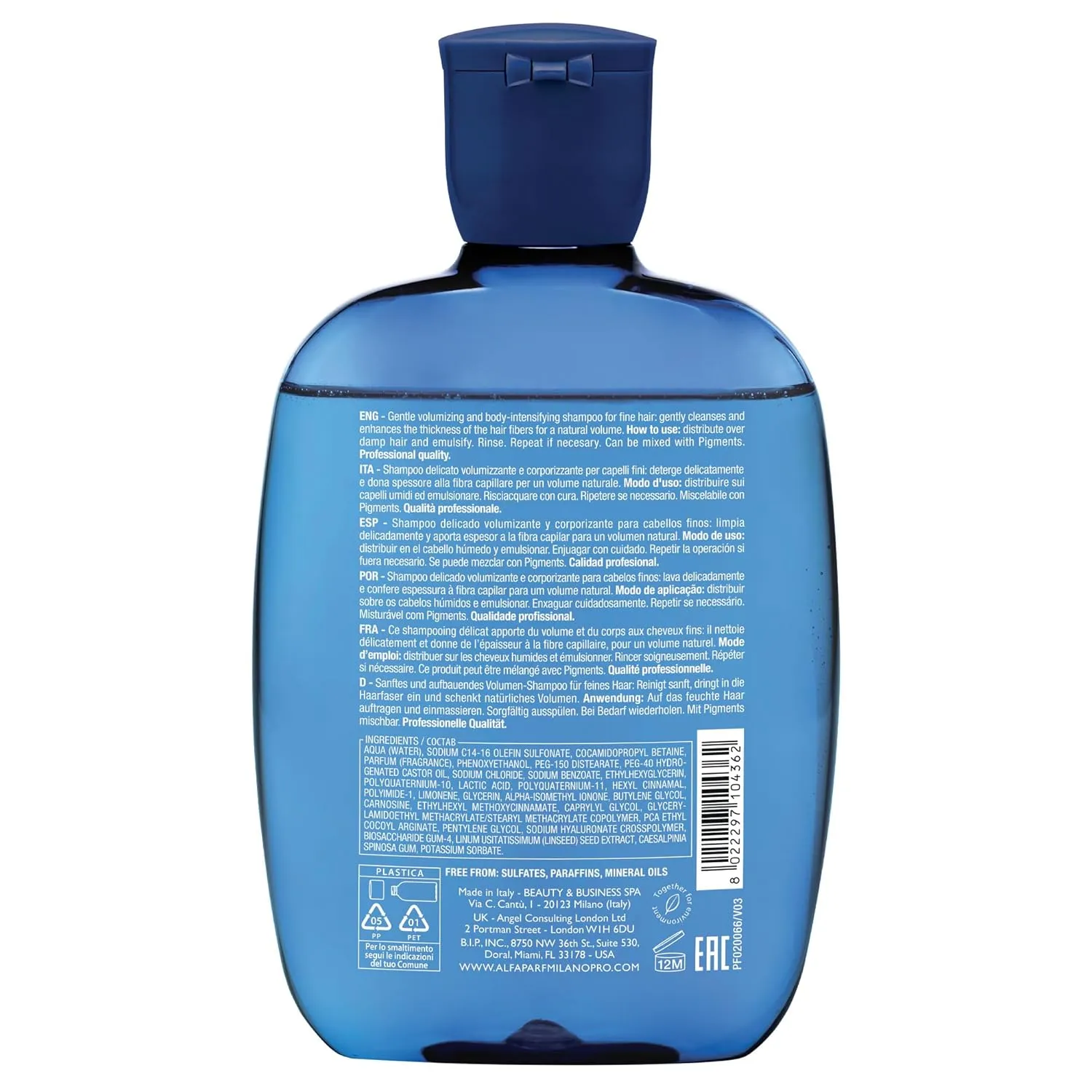 Alfaparf Milano Semi Di Lino Volume Shampoo For Fine Hair – Sulfate Free Volumizing Low Shampoo - Adds Intense Volume, Thickness and Body - Anti-Frizz - Professional Salon Quality