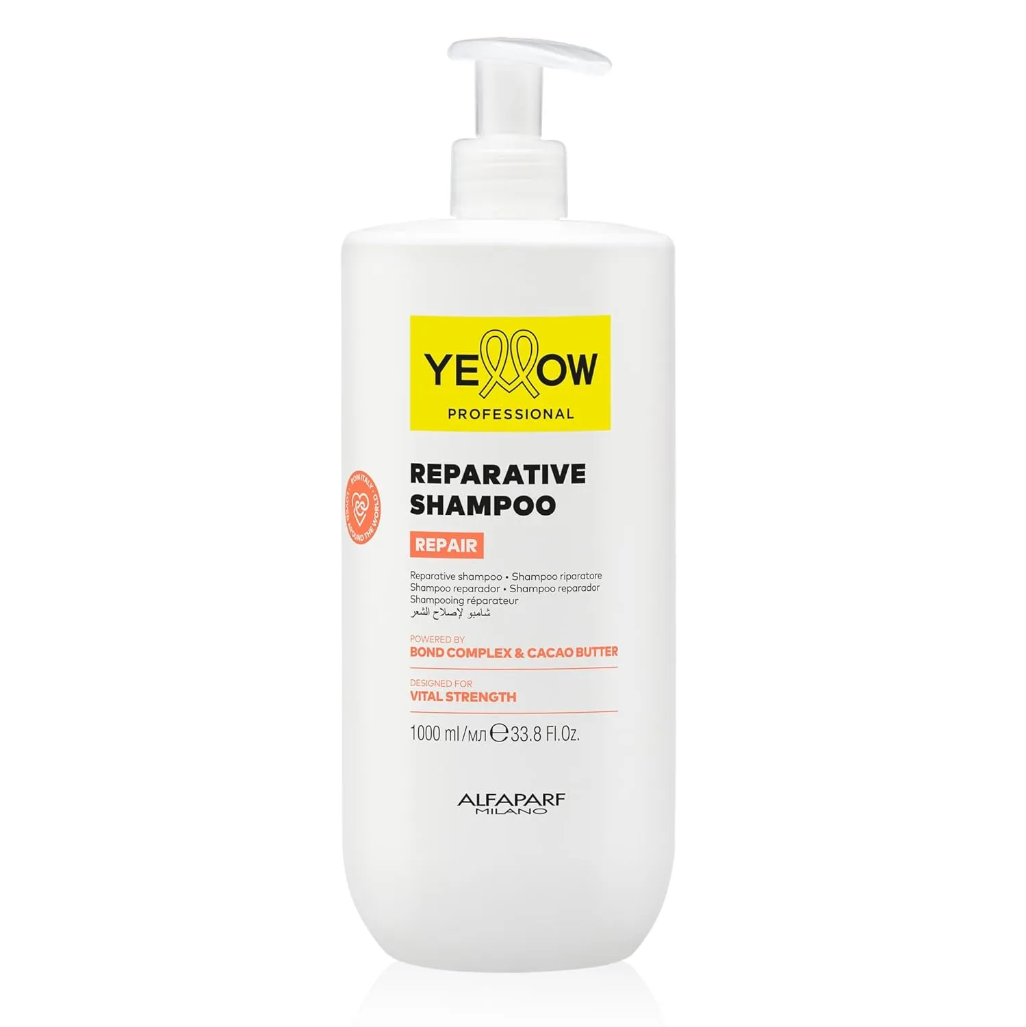 Alfaparf Milano Yellow Professional Bond Repair Shampoo for Damaged Hair - Reparative & Moisturizing Shampoo - Strengthens, Repairs, Protects, Hydrates Hair - Vegan (33.8 fl oz / 1000ml)