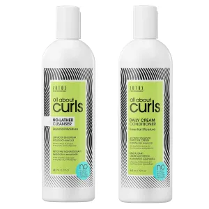 All About Curls No-Lather Cleanser Shampoo & Daily Cream Conditioner | Essential Moisture | Gentle Cleansing | Suds-Free | All Curly Hair Types