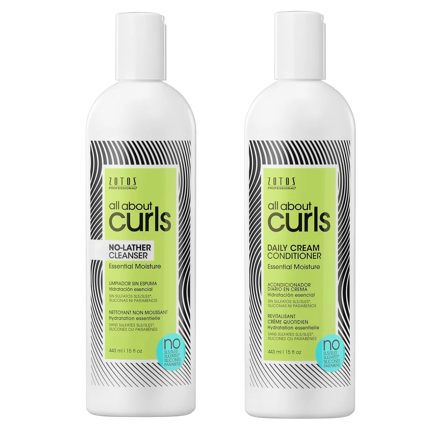 All About Curls No-Lather Cleanser Shampoo & Daily Cream Conditioner | Essential Moisture | Gentle Cleansing | Suds-Free | All Curly Hair Types