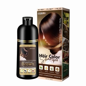 All-in-1 Hair Dye Shampoo for Women & Men - Natural Black Hair Color to Cover Gray Hair, Herbal Formula with Ginseng & He Shou Wu, Gentle Gray Coverage (Chestnut Brown)