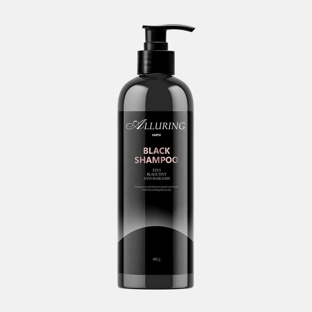 Alluring Black Hair Dye Shampoo 2 in 1 for Women/Men for Gray Coverage Instant Hair Color Shampoo Natural Herbal Semi Permanent