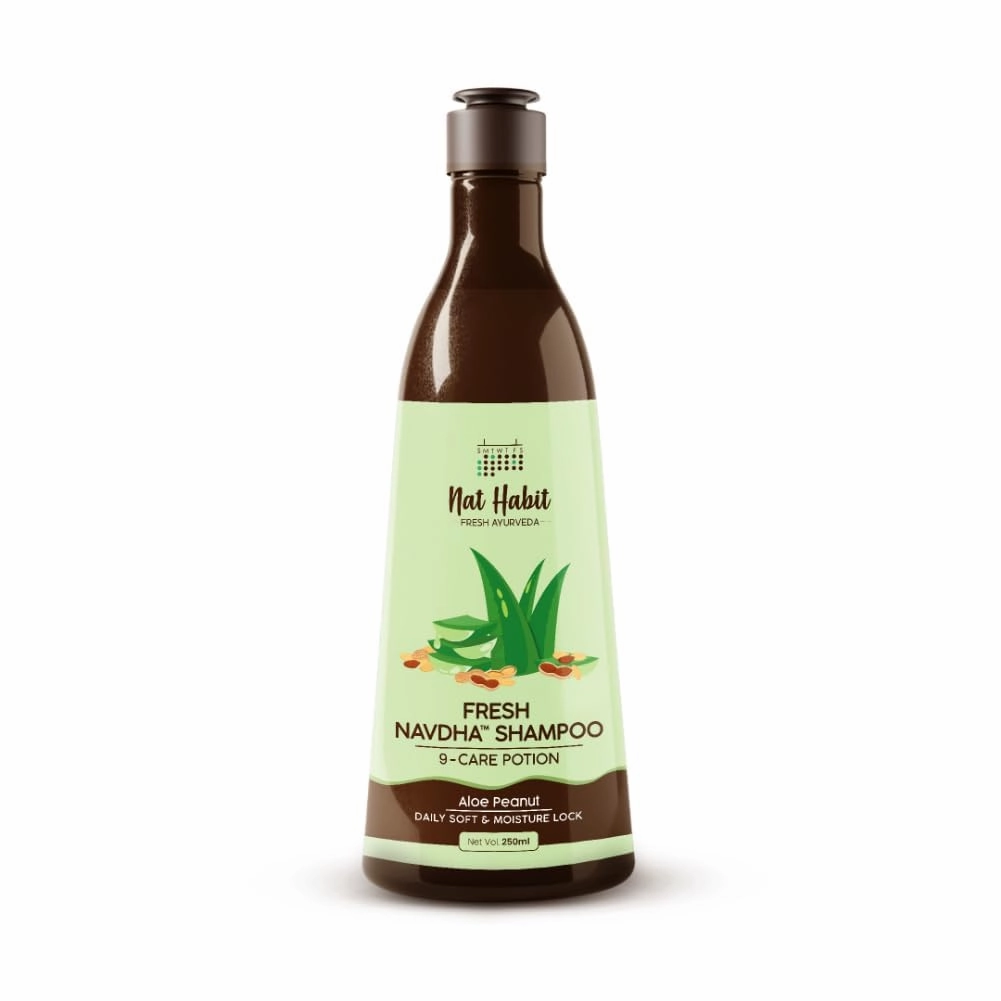 Aloe Peanut Navdha Shampoo - Natural Cleanser for Women & Men, Locks Intense Moisture, Renders Sheen, For Daily Hair Softness, 250ml