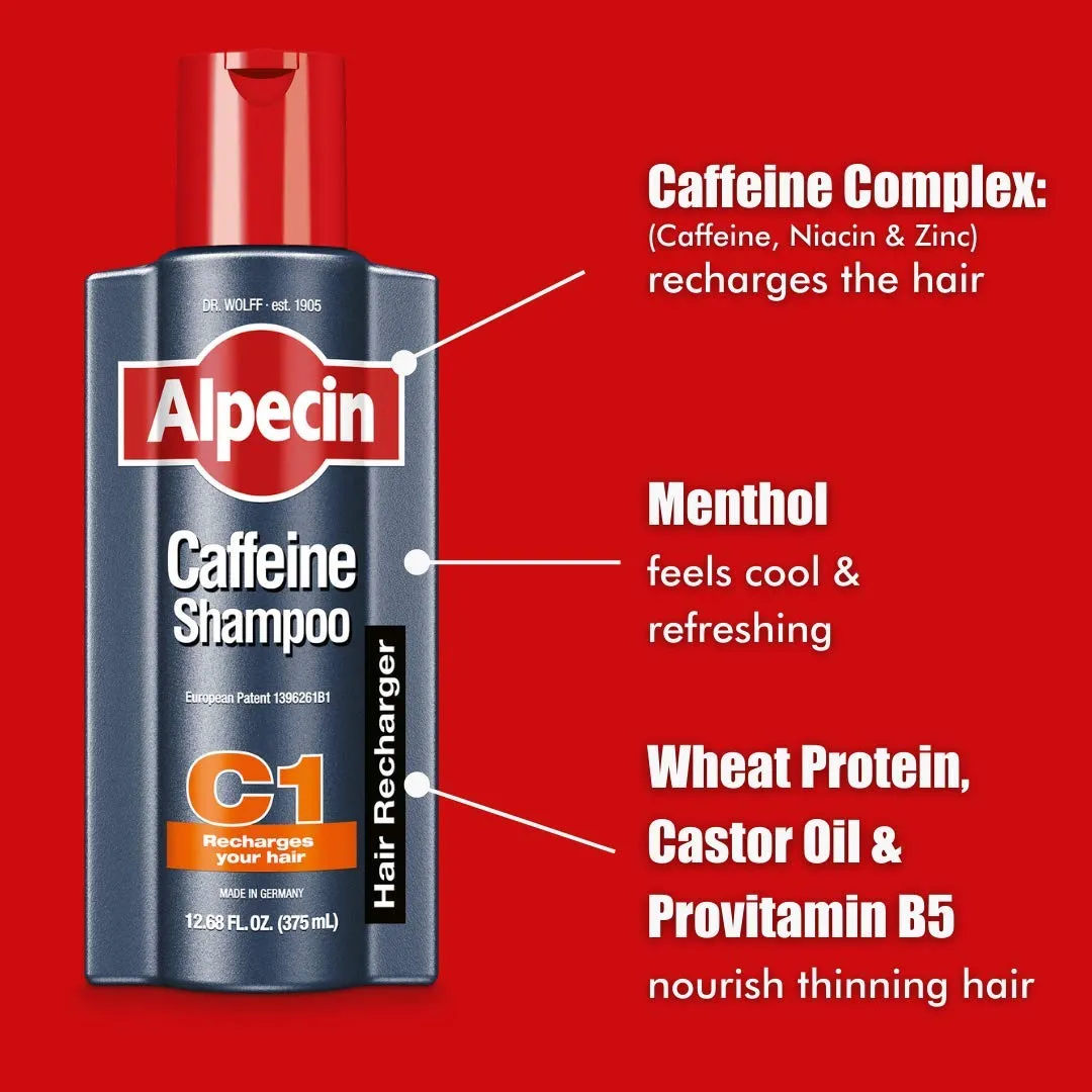 Alpecin C1 Caffeine Shampoo 8.45 Oz (Pack of 3) I Hair Performance Enhancer I Promotes Natural Hair Growth and Thickness I Energizes Scalp