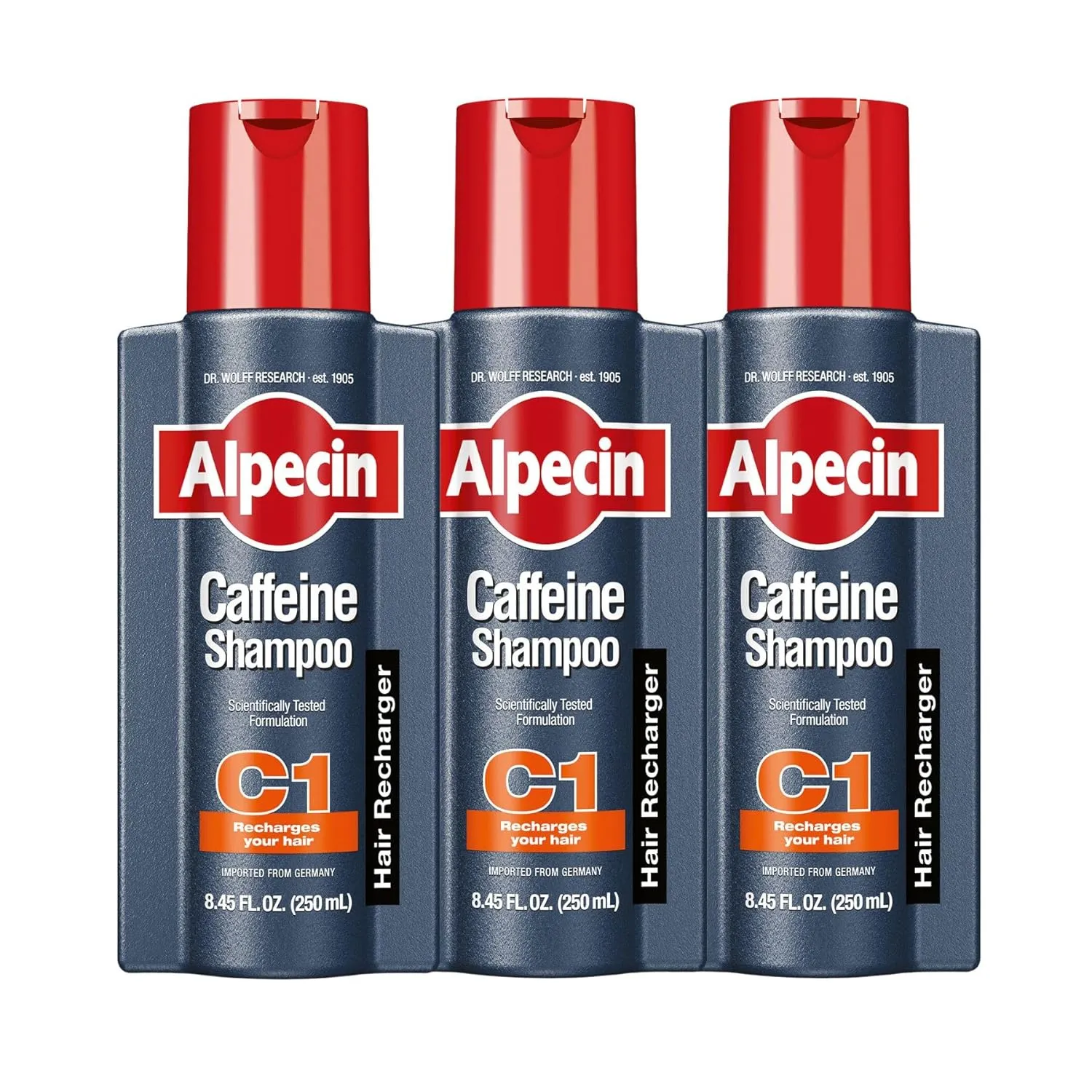 Alpecin C1 Caffeine Shampoo 8.45 Oz (Pack of 3) I Hair Performance Enhancer I Promotes Natural Hair Growth and Thickness I Energizes Scalp