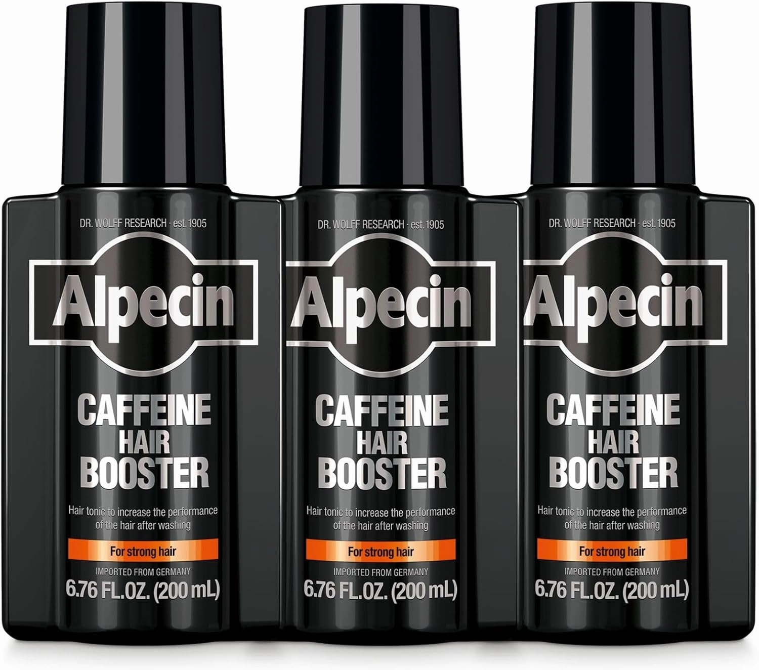Alpecin Caffeine Hair Booster with Bold Fragrance 6.76 Fl Oz (Pack of 3) I Hair Performance Enhancer I Promotes Natural Hair Growth and Thickness I Energizes Scalp
