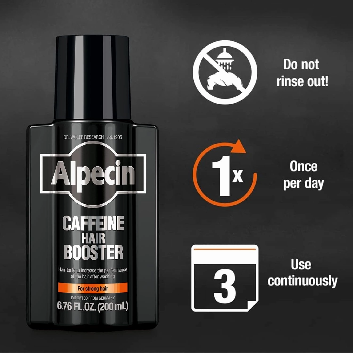 Alpecin Caffeine Hair Booster with Bold Fragrance 6.76 Fl Oz (Pack of 3) I Hair Performance Enhancer I Promotes Natural Hair Growth and Thickness I Energizes Scalp