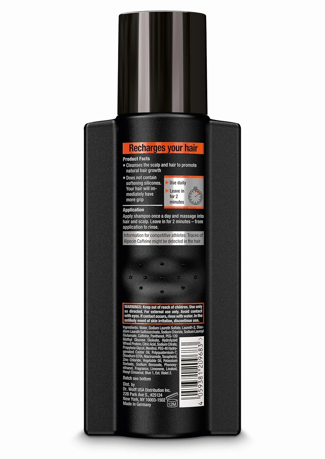 Alpecin Caffeine Shampoo C1 Black Edition with Bold Fragrance 8.45 oz I Hair Performance Enhancer Promotes Natural Hair Growth and Thickness I Energizes Scalp